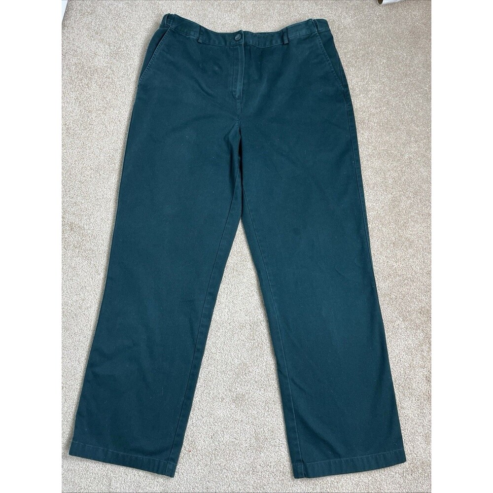 LL Bean Women’s Chino Pants Sz 14 Reg Classic Fit Straight Leg Green Read